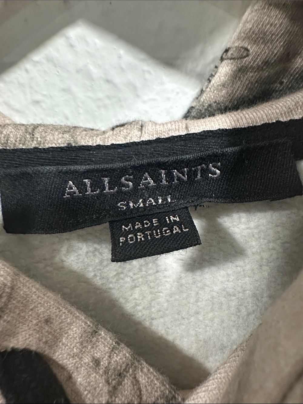 All Saints Out of This World Women's Marble-Print Crewneck Hoodie Taupe & Black - Picture 2 of 4